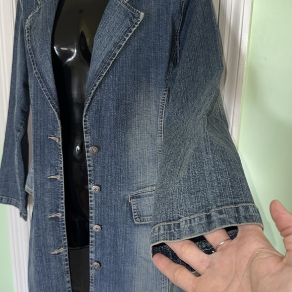 Vintage Y2K Ethyl Denim Longline A-Line Trendy 90s 00s Jacket Coat Size Medium - Picture 6 of 10